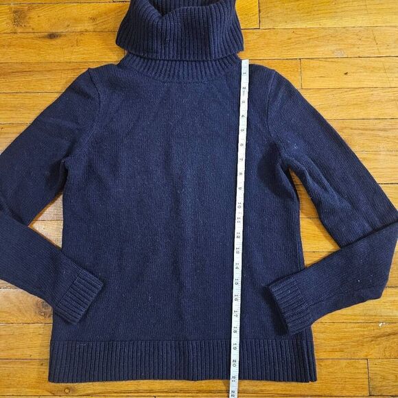 J Crew Merino Wool Blend Turtleneck Knit Sweater Navy Blue XS - Picture 2 of 6